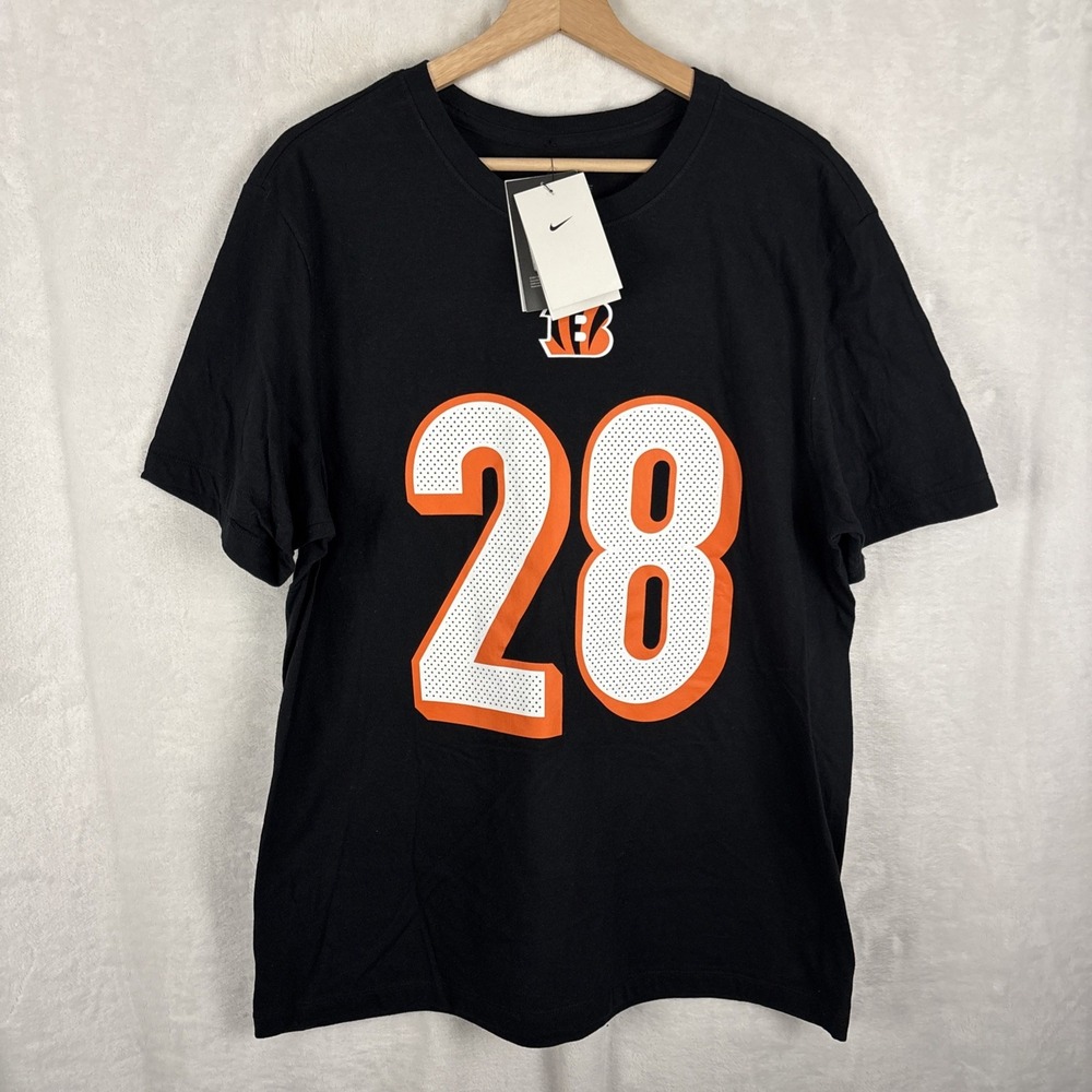 Nike Cincinnati Bengals Joe Mixon #28 Black T-Shirt Men's Large Jersey Shirt NWT